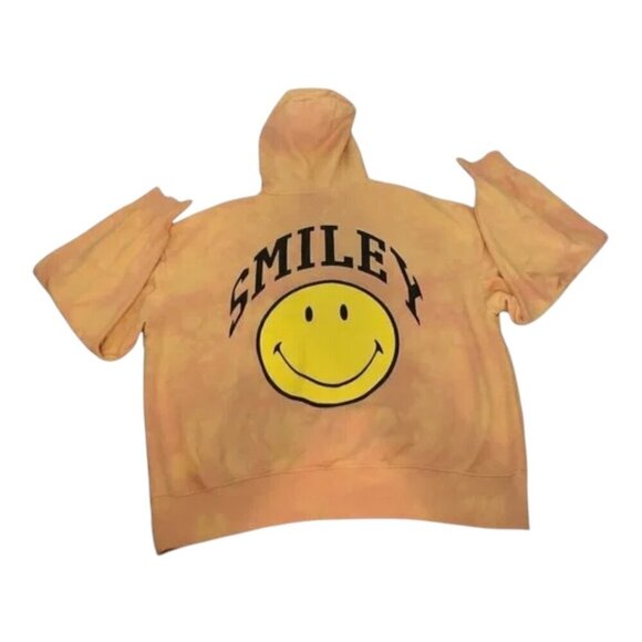 SMILEY H&M Sweatshirts Men's Medium Orange Smiley Face Oversized Fit Hoodie - Picture 3 of 10